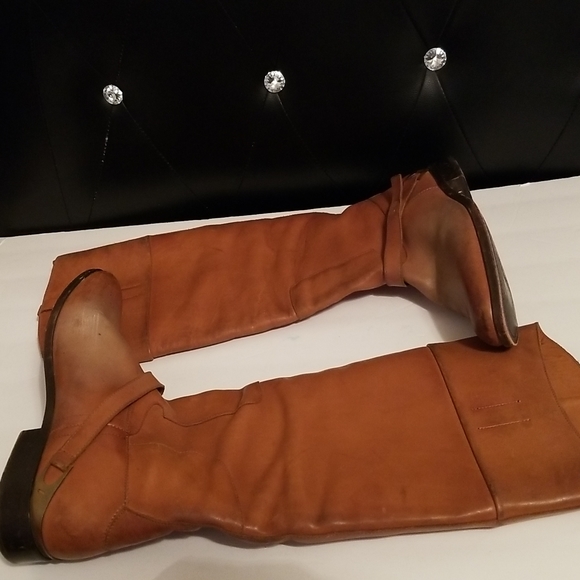 Golden Goose Carlyle Leather Boots Cognac Brown Distressed Vintage Style - Picture 10 of 16